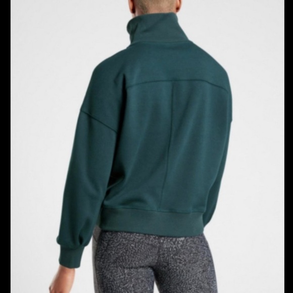 Athleta Nordic Teal 1/4 Zip Funnel Neck Cozy Karma Sweatshirt - Picture 2 of 7